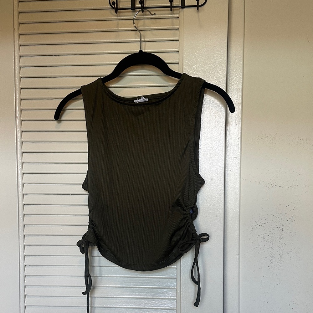 Coton Colors Olive Drawstring Side Tank Top